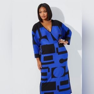 PRINTED FAUX WRAP MAXI DRESS size 14/16